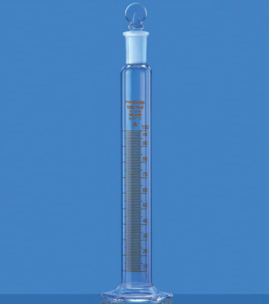 Measuring Cylinders With Penny Head Interchangeable Stopper with Hexagonal Base